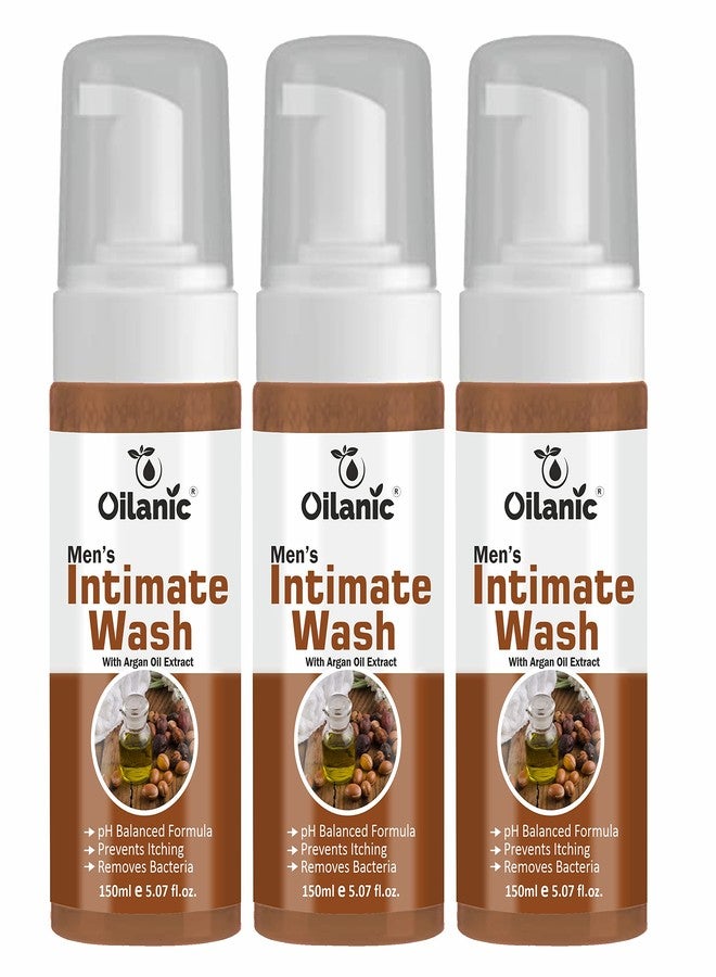 Oilanic Natural Men's Intimate Wash with Argan Extract (Pack of 3, Each 150 ml)|pH-Balanced Hygiene Wash for Daily Freshness and Odor Control Gentle Cleanser for Sensitive Skin Chemical free| - Image 1